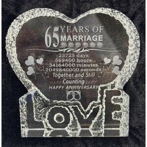 65 Wedding Anniversary Crystal Gifts Laser Crystal Heart‎ 65 Years Keepsake